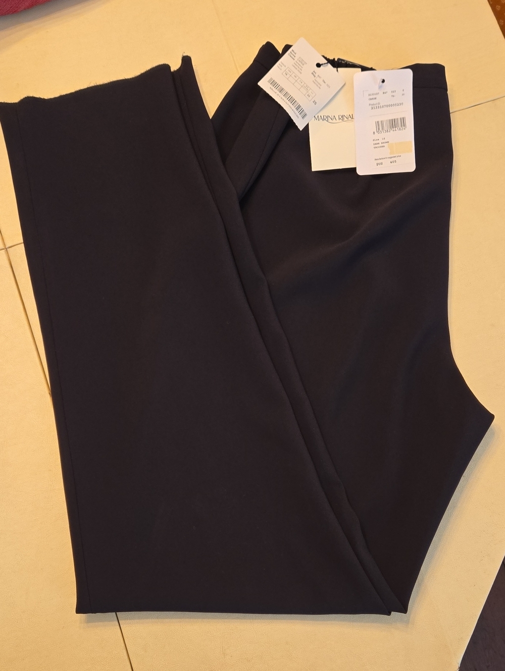 Marina Rinaldi Dark Brown Straight-Leg Pants, Size 16 (25)